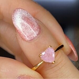NWT Gold Heart-Shaped Pink Stone Ring Size 7
